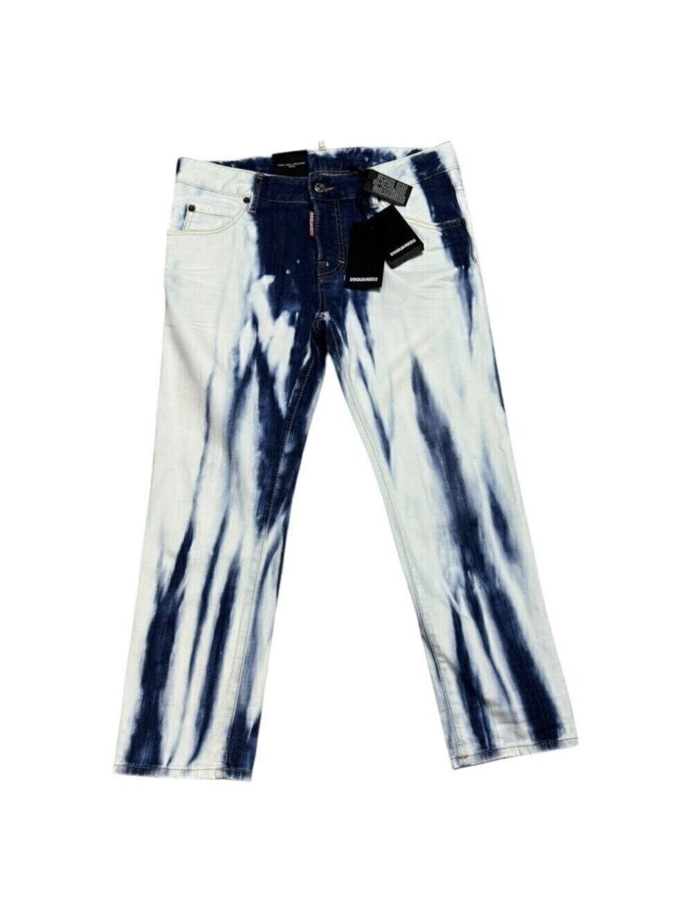 DSQUARED 2 (NWT) Mid Rise Crop Bleach Tie Dye Designer Denim Jeans Size 4 Small